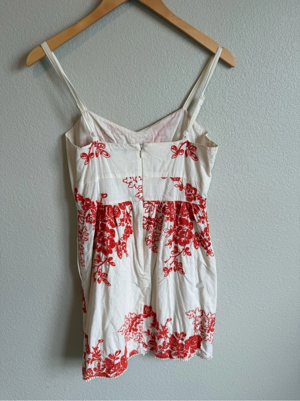 J. Crew white & red floral embroidery sun dress